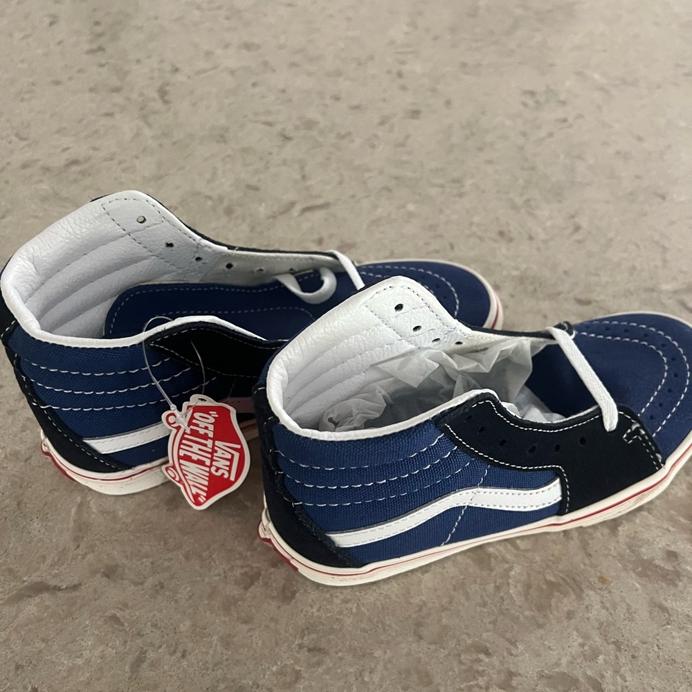 Vans Blue and White High-Top Sneakers